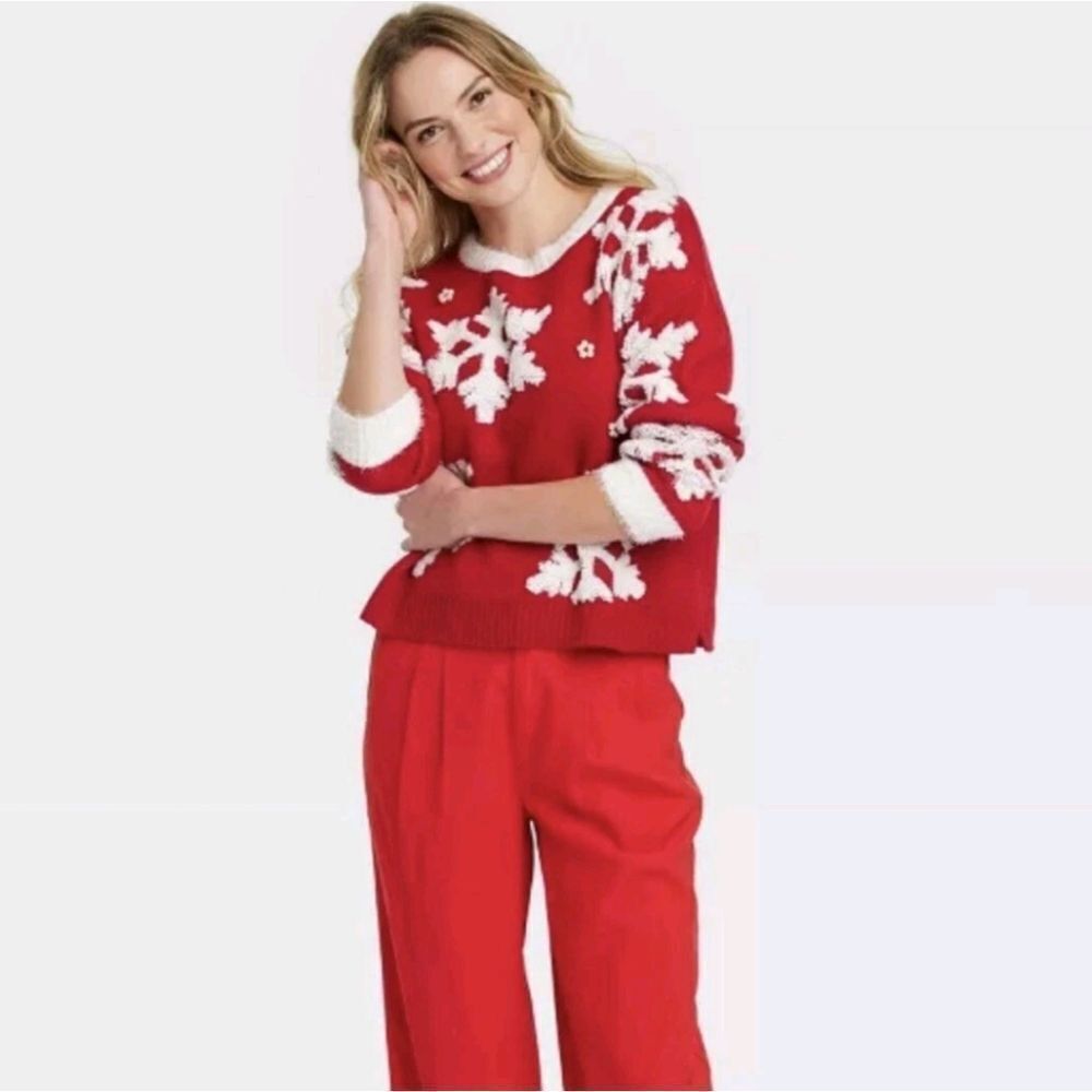 🆕❄️33 Degrees Women's Snowflake Christmas Festive Graphic Sweater